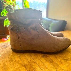 Tan faux suede booties size 11